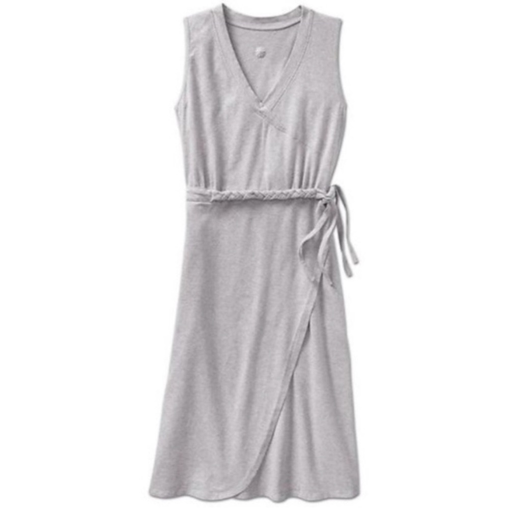 Athleta Light Gray Sleeveless Wrap Dress Medium Tall
